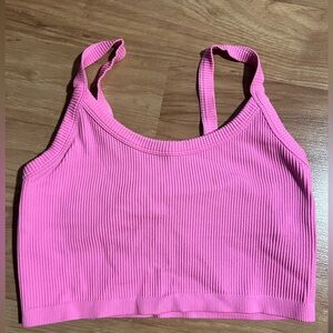 Hot Pink Ribbed Cropped Tank
